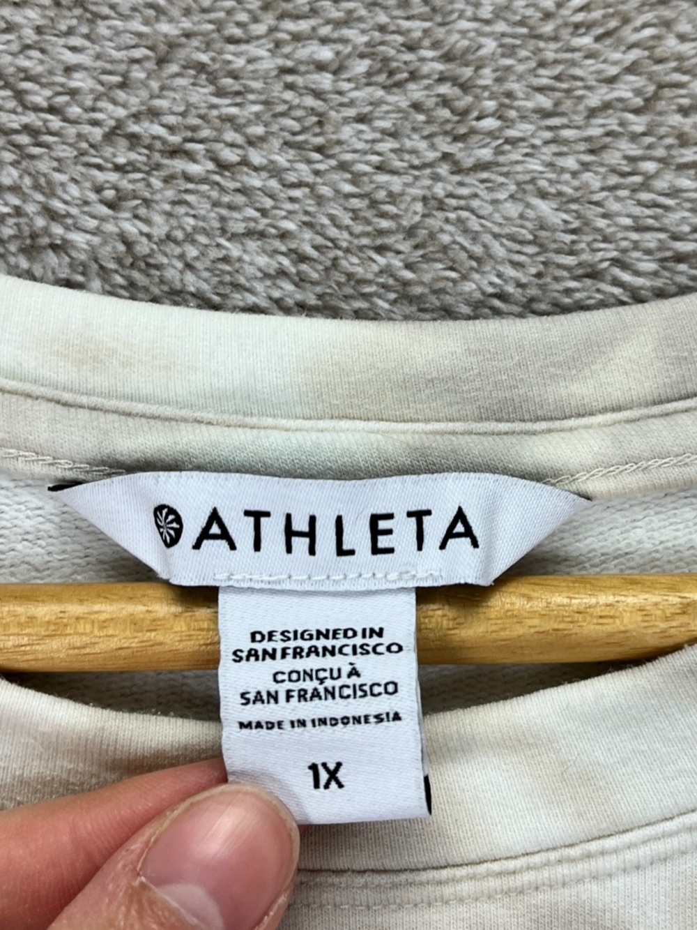 Athleta Balance Printed Pullover Sweatshirt Women 1X Taupe Tie-Dye Soft Stretch - Picture 3 of 6